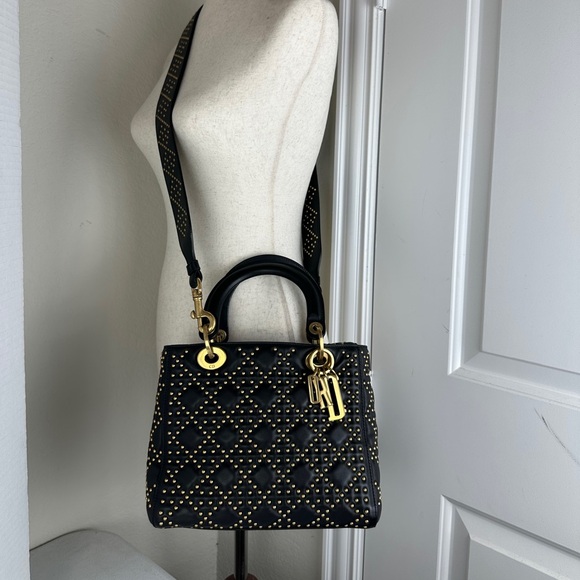 LADY DIOR LEATHER TOTE BAG ORIGINAL STRAP - Picture 13 of 17